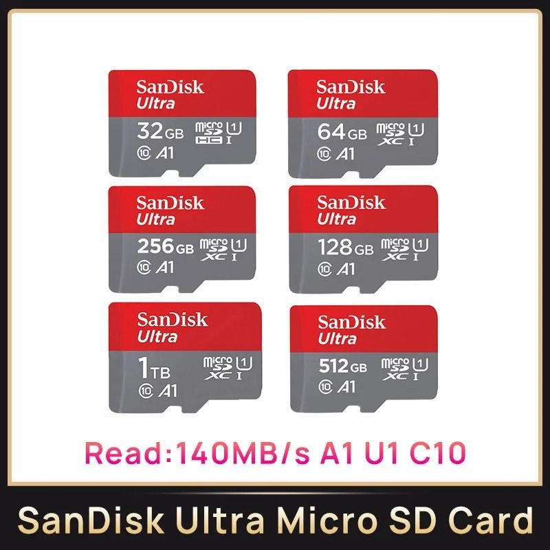Micro SD Memory SanDisk Ultra/ 128GB/ 256GB / 512GB / 1TB / 2TB TF Flash Card for Camera Phone Nintendo Switch