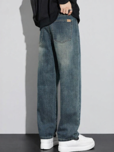 Wood soon | Loose Comfortable Fashionable Retro Straight Jeans