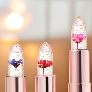 Long-Lasting Moisturizing Flower Fresh Lipstick Transparent Jelly Color-Changing Gold Foil Lipstick Heat-Sensitive Non-Stick Cup Non-Fading