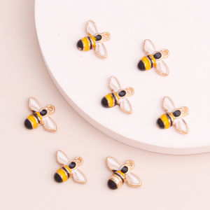 10pcs 14X13mm Tiny Bee Enamel Charm for Jewelry Making and Crafting Cute Earring Pendant Necklace Bracelet Charms
