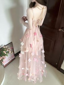 CHANGTONG | Floral Mesh Fairy Spaghetti Strap Dress for Summer