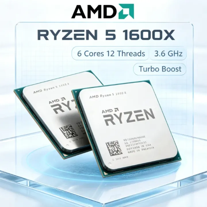 AMD | AMD Ryzen 5 1600X In Stock Socket AM4 CPU 95W L3=16M 100% Brand New and Original AMD R5 1600X Six-Core Twelve-Thread 3.6 GHz