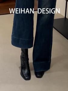 Retro Martin Boots Short Tube Square Head Womens Thick Heel British Style Pull Zipper Comfortable Soft Rubber Sole Boots