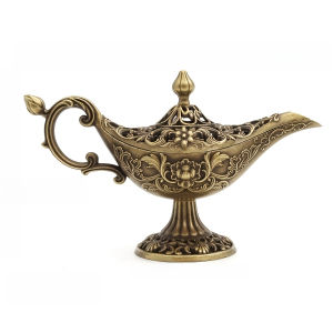 Đèn Aladdin Đốt Hương Khắc Thủ Công Cổ Điển Đèn Ước Nguyện Đồng Để Bàn Gỗ Đàn Hương Lư Hương Trang Trí Nhà Ngày Lễ Quà Tặng