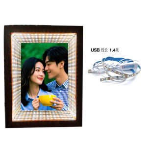 Magic Photo Frame 8R USB DIY Double Glass Wood Frame for Specimen Picture Painting Artwork Dried Leaf Valentines Day Gift