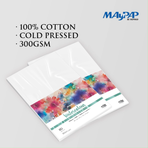 MayArt FB Watercolour Paper Pack 300gsm 100% Cotton Cold Pressed A3/A4