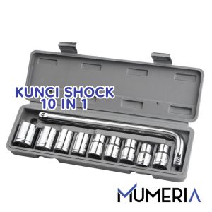 Set Kunci Shock 10 in 1 Lengkap Komplit Obeng Pas Sok Sock Shok Socket Ring Tool Kit Alat Bengkel Service Servis Mobil Motor