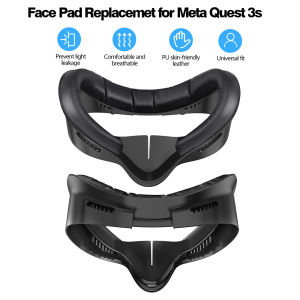 3-In-1 Face Mask Cover for Meta Quest 3S PU Leather Facial Interface Replacement Pad Upgraded Version