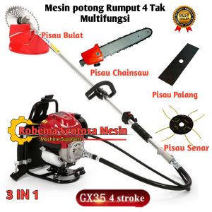 Mesin Potong Rumput 4 Tak Honda Merk Mollar Komplit Mata Pisau Chainsaw Potong Kayu