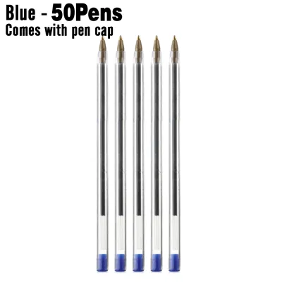 deli | 50/100Pcs Ballpoint Pens 1.0mm Blue Black Plastic Ball Point Pen Student Gift School Office Supplies Long Lasting Smooth Writing