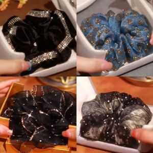 High-End Velvet Sequin Hair Ties Elastic Hair Bands for High Ponytail Hair Accessories Korean Style  out Fashion Jewelry