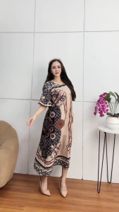 New Dress Viona Ruffle Daster Lengan Rempel Size Jumbo LD120cm Rayon Tebal Adem Lembut Busui