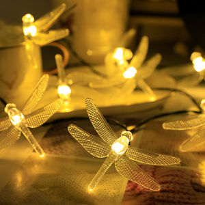 Garden Fairy Lights Dragonfly Solar String Lights 8 Modes Outdoor House Decorative RGB Lights for Patio Yard Lamps Holiday Decor