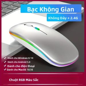 Chuột Chơi Game Không Dây RGB 2.4G USB C Sạc Silent Click 85G Nhẹ Công Thái Có Thể Điều Chỉnh Dpi Cho iPad Laptop Mac