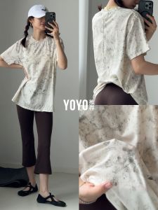 Yoyo Recommended Loose Womens T-Shirt Summer New Style Sporty Printed Casual Breathable Lightweight round Neck Short Sleeve