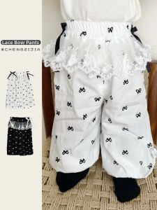 Lace and Bow Cute Baby Girls Wide Leg Pants