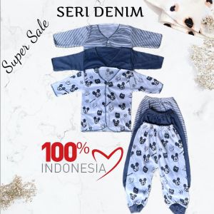 SERI DENIM 6pcs celana baju bayi newborn setelan PANJANG