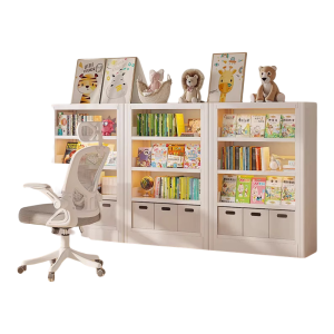 DIBIOU | Bookshelf for Kids Books Storage Library Style Home Living Room Iron Wall-mounted