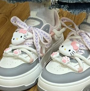 Kitty Large Pink Shoe Laces Buckle KT Sanrio Bread Shoes Accessories DIY Parts Cat Girl Shoe Clips Fashionable Kawaii Footwear