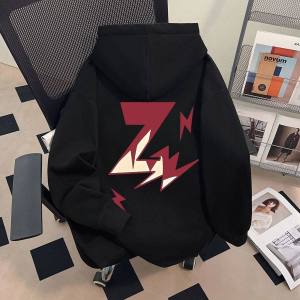 SUOSHE | Oversized Hip-hop Style Lightning Print Hoodie Jacket