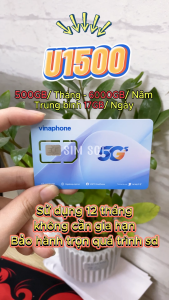 ( CHỈ 3K 1 NGÀY ) Sim 4G Vinaphone Trọn Gói 1 Năm U1500 500Gb 1 Tháng TỐC ĐỘ CAO | FREESHIP - CHƯA KÍCH HOẠT