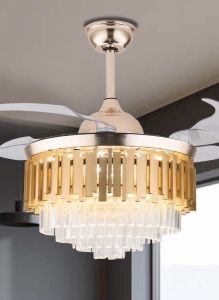 Ceiling Fan Crystal Chandelier with Remote Control