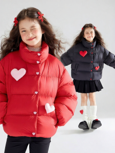 MUCMUKN | Thermal Waterproof Windproof Stain Resistant 3D Heart Pattern Girls Down Jacket