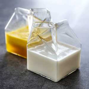 Gelas kaca susu borosilicate glass desain milk box / gelas kaca unik aesthetic