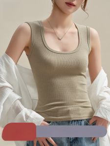 Miiow | Slim Fit Cotton Tank Top Womens Base Layer Vest Sleeveless Shoulder Pad Wide Strap Cat Person Style Casual Korean Summer Wear