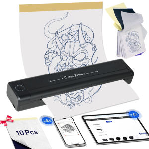 Máy In Stencil Hình Xăm Không Dây 2025 Máy Sao Chép Nhiệt Với 10 Tờ Giấy Chuyển Hình Xăm A4 Dành Cho Nghệ Sĩ & Người Mới Bắt Đầu - Màu Đen