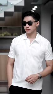 Kaos Knit Pria Tshirt Kerah Premium Baju Motif Cowok Berkerah Korean Style