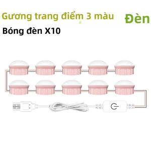 Đèn LED Gương USB 5V Có Thể Điều Chỉnh Độ Sáng Đèn Trang Điểm 3 Màu Dùng Cho Bàn Trang Điểm Phòng Tắm Phòng Ngủ Trang Trí Theo Phong Cách Hollywood Đèn Chiếu Sáng Bổ Sung