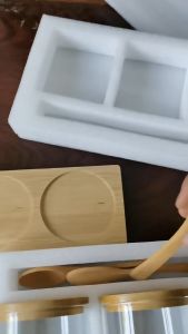 Toples Kaca Borosilicate Bumbu Masak Dapur 1 Set Isi 3 Tutup Kayu