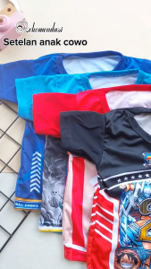 Baju Anak Cowo Setelan Bayi 1-2 Tahun Bahan Jersey
