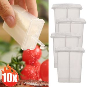 1/10Pcs Multi-Purpose Camping Seasoning Shaker with Lid 2-Compartment Salt Pepper Spice Jar Outdoor 2 In 1 BBQ Cooking Storage Box