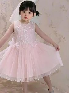 puella kids | Đầm Bé Gái Không Tay Lấp Lánh Cho Đám Cưới