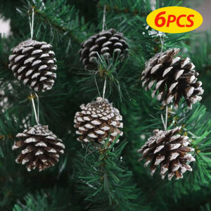 YESPERY 6pcs Christmas Pinecones Pendant Christmas Decoration Foam Xmas Tree Hanging Ornament 5cm