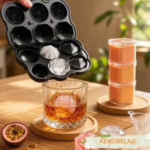Ice Cube Mold Diamond Rose Summer Shaped Food Grade Silicone Square Ice Cube Maker Tray High Quality Mold For Bar Making Drink