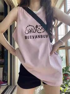 Pure Cotton Sleeveless Sports Vest Womens Summer Outdoor Lazy Style Loose Basketball Clothes Top Crossbar T-shirt