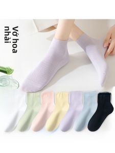 JINGCHI | Tất cotton thoáng khí mùa hè cho nữ Tất lưới thấm mồ hôi mỏng thoáng khí chống mùi và nấm lông chân Tất cotton nguyên chất