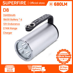 Superfire D8 chống cháy nổ đèn LED chiếu sáng trên tàu độ sáng cao đèn pin quân sự