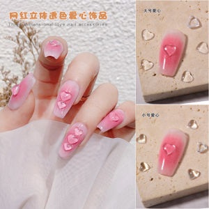 Xiaohongshu Same Style Blush Nail Transparent Heart-Shaped Accessories Flats Resin Drill Stereo Nails Decorative Diamond Accessories