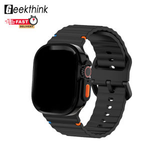 Geekthink Dây đeo silicon + trường hợp (không có đồng hồ) cho dây đeo iWatch IWatch 49Mm Loạt 10 46Mm 42Mm Siêu 49Mm 44Mm 45Mm 40Mm 41Mm Khâu Dòng hoa văn lượn sóng dây đeo cho iWatch Loạt 9 7 8 6 5 4 SE Vòng Đeo Tay