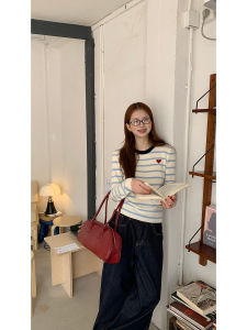 Spring 2026 New Style Womens Overhead Knitted Sweater Long Sleeve round Neck Stripe Pattern Comfortable Casual High Quality