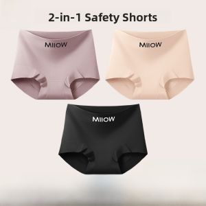 Miiow | High Waist Pure Cotton Grey Boxer Shorts Womens Underwear Bottoming Trousers Cat Person New 2025 Spring Safety Pants