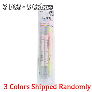 GD Christmas 6PCS/Set Double-headed Highlighter Set HIghlighter Pen Fluorescent Marker Student School Supplies