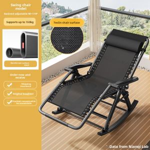 Nap Time Treasure Folding Recliner Chair Modern Simplicity Style Steel Material Leisure Balcony Seniors Three-Use Porch Rocker