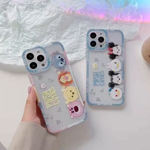 Case Premium Oppo A5 2020 A5S A7 A9 2020 A11K A12 A16 A16S A36 A54 A76 A96  F9 Casing Silikon Plush Cutes Character Micky And Pooh Transparant Pelindung Kamera Premium DL1