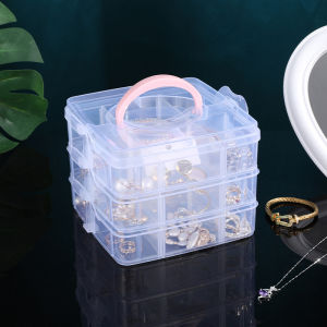 ใหม่ 1 ชิ้นสามชั้นกล่องเก็บเครื่องประดับที่ถอดออกได้โปร่งใสกล่องพลาสติกกล่องเครื่องมือของเล่นช่องเก็บยาง Band กล่อง