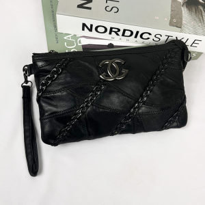 Tas Selempang Wanita Clutch Kepang Sling Bag Hitam Polos Kulit PU Halus Handbag Kasual COD T141